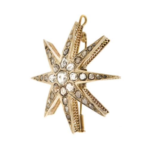 Pendentif Pendentif broche étoile en or jaune 18 carats et diamants 58 Facettes 29743