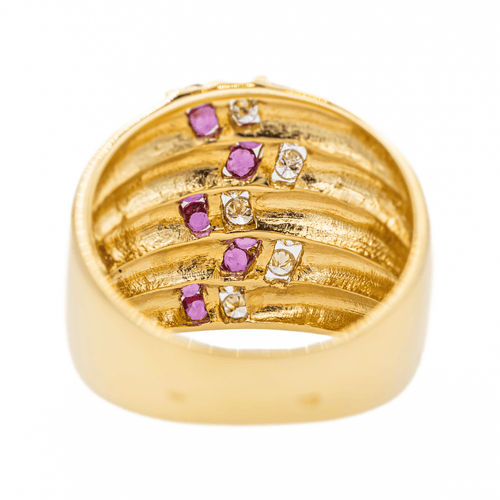 Bague 54 Bague en or jaune 18 carats sertie de rubis et diamants 58 Facettes 2975520CN