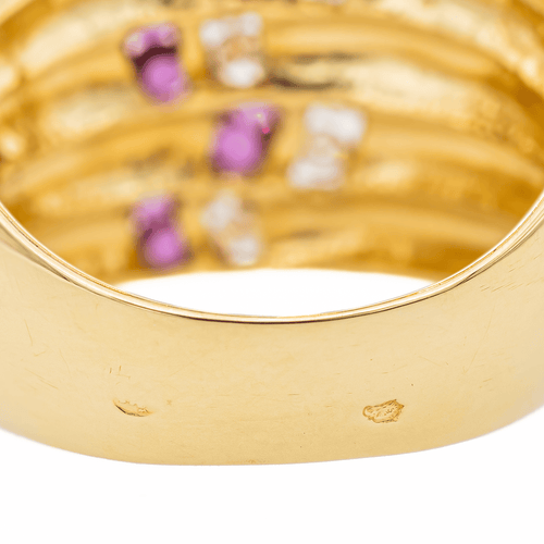 Bague 54 Bague en or jaune 18 carats sertie de rubis et diamants 58 Facettes 2975520CN