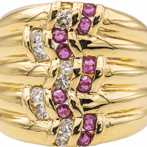 Bague 54 Bague en or jaune 18 carats sertie de rubis et diamants 58 Facettes 2975520CN