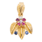 Pendentif Pendentif feuille en or jaune et or rose avec diamants, rubis et saphirs 58 Facettes 2975751CN