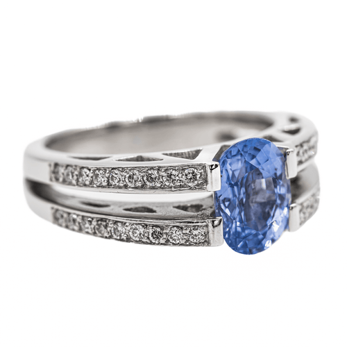 Bague 51 Bague Solitaire Or blanc Saphir, Diamant 58 Facettes 2975753CN