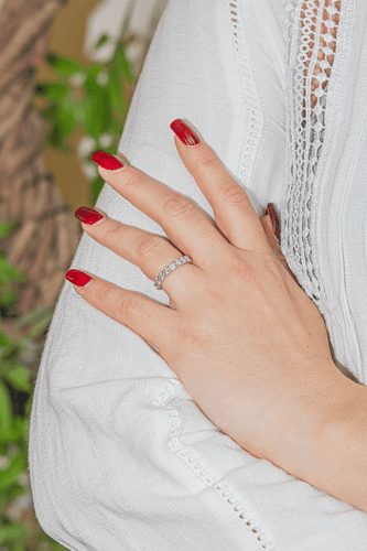 Bague 48.5 Boucheron - Bague alliance tour complet en platine sertie de diamants 58 Facettes 2975758CN