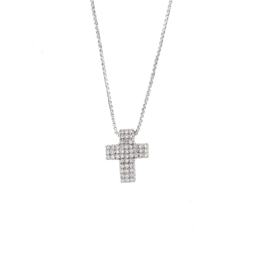 Collier Collier croix - Collier en or blanc 18 ct et diamants 58 Facettes 29901
