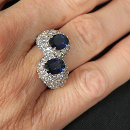 Bague 55 Bague Toi & Moi, Dômes de Saphirs & Diamants 58 Facettes DV0032-11