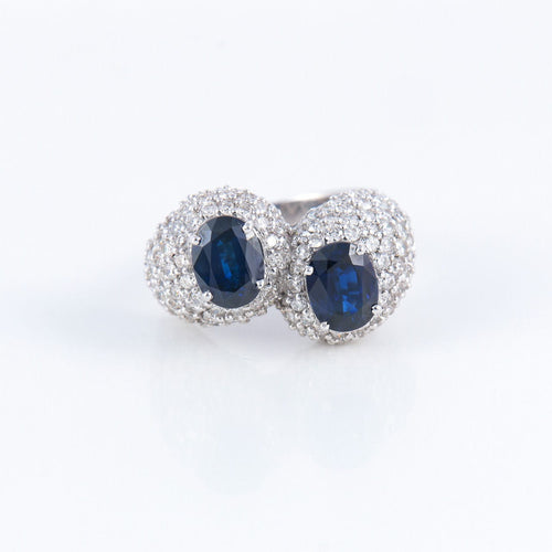 Bague 55 Bague Toi & Moi, Dômes de Saphirs & Diamants 58 Facettes DV0032-11