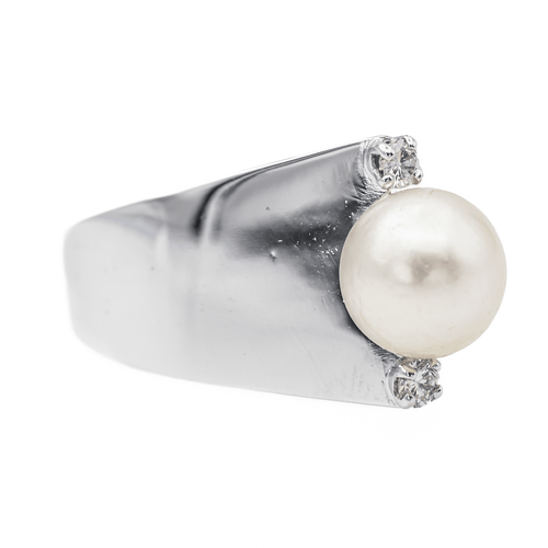 Bague 54 Bague Perle Or blanc Perle, Diamant 58 Facettes 2999434CN