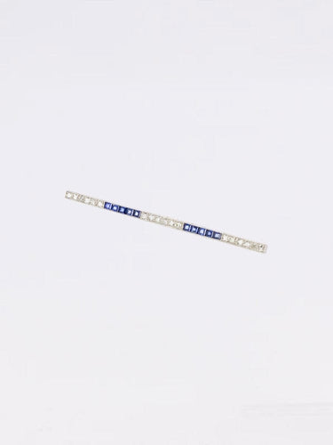 Broche Broche barrette - Motif géométrique en platine, saphirs et diamants 58 Facettes 721