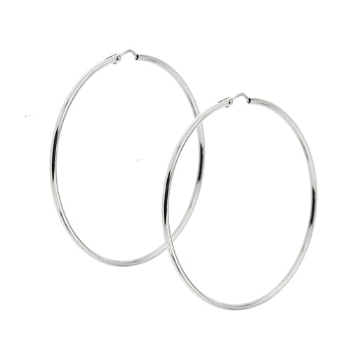 Boucles d'oreilles Boucles d’oreilles créoles grandes en or blanc 18 kt 58 Facettes 30003