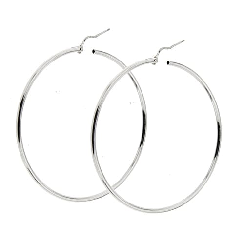 Boucles d'oreilles Boucles d’oreilles créoles grandes en or blanc 18 kt 58 Facettes 30003