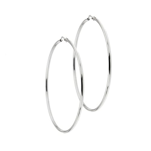 Boucles d'oreilles Boucles d’oreilles créoles grandes en or blanc 18 kt 58 Facettes 30003
