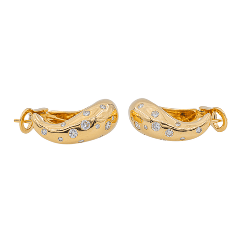 Boucles d'oreilles Fred - Boucles d'oreilles créoles Mouvementée en or jaune et diamants 58 Facettes 3010293CN
