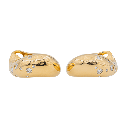 Boucles d'oreilles Fred - Boucles d'oreilles créoles Mouvementée en or jaune et diamants 58 Facettes 3010293CN
