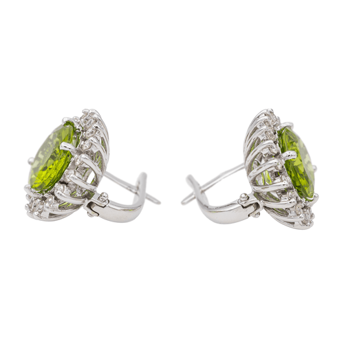 Boucles d'oreilles Boucles d'oreilles Or blanc Péridot, Diamant 58 Facettes 3013258CN