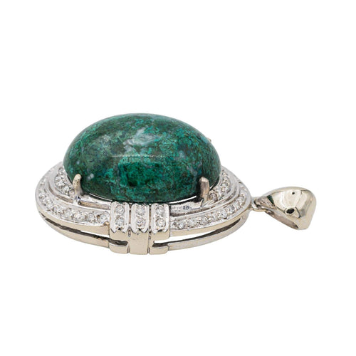 Pendentif Pendentif Or blanc Chrysocolle, Diamant 58 Facettes 3013259CN