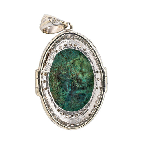 Pendentif Pendentif Or blanc Chrysocolle, Diamant 58 Facettes 3013259CN