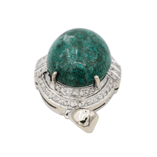 Pendentif Pendentif en or blanc 18 carats, chrysocolle et diamants 58 Facettes 3013259CN