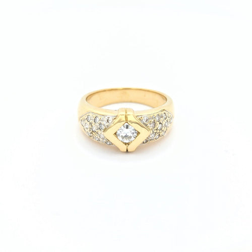 Bague 53 Bague en or jaune 18 carats avec diamants 58 Facettes 30142