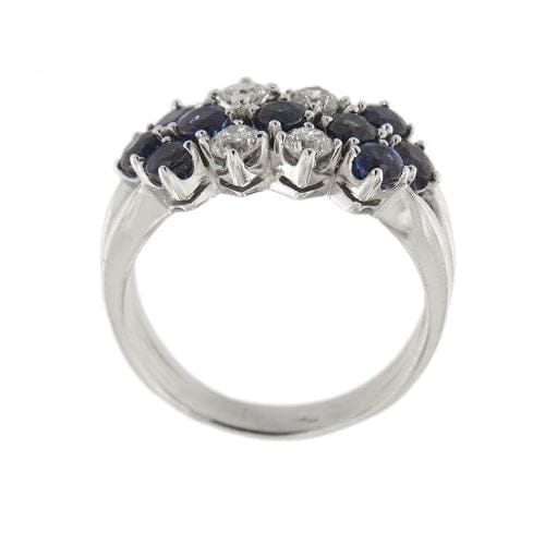 Bague 56 Bague rivière triple rang en or blanc 18 ct, diamants et saphirs 58 Facettes 30225