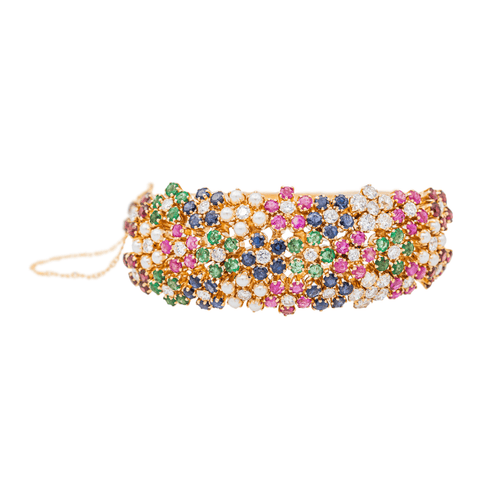 Bracelet Bracelet Manchette Or jaune Diamant, Emeraude, Rubis 58 Facettes 3023392CN