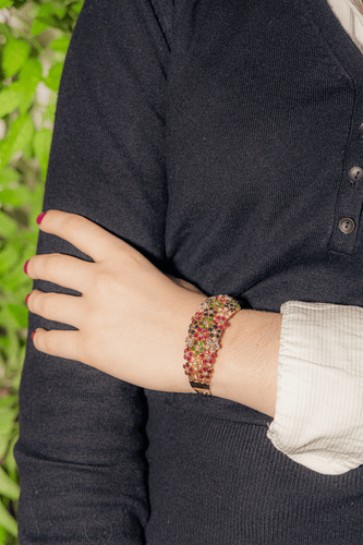 Bracelet Bracelet Manchette Or jaune Diamant, Emeraude, Rubis 58 Facettes 3023392CN
