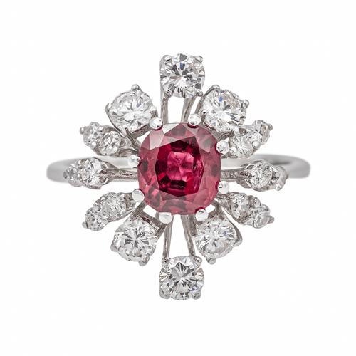 Bague 52 Bague en or blanc 18 carats avec rubis et diamants 58 Facettes 3030088CN