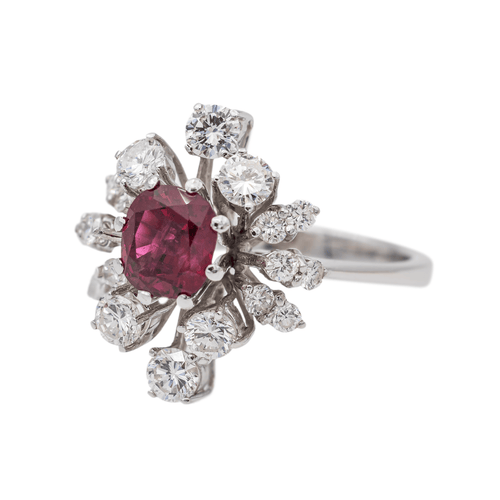 Bague 52 Bague en or blanc 18 carats avec rubis et diamants 58 Facettes 3030088CN