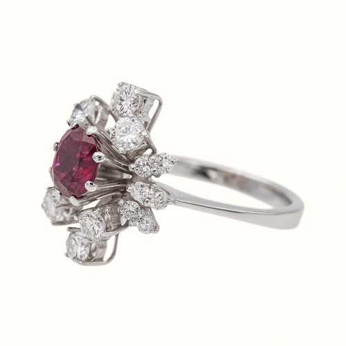 Bague 52 Bague en or blanc 18 carats avec rubis et diamants 58 Facettes 3030088CN