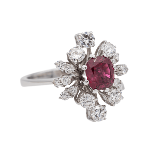 Bague 52 Bague en or blanc 18 carats avec rubis et diamants 58 Facettes 3030088CN