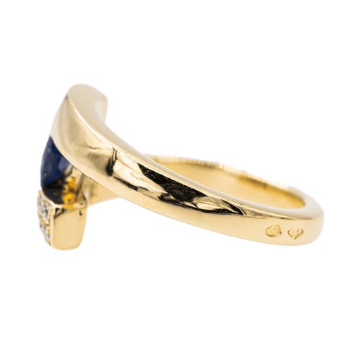 Bague 54 Bague en or jaune 18 carats avec saphir ovale et diamants 58 Facettes 3042857CN