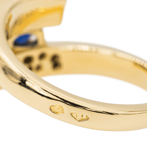 Bague 54 Bague en or jaune 18 carats avec saphir ovale et diamants 58 Facettes 3042857CN