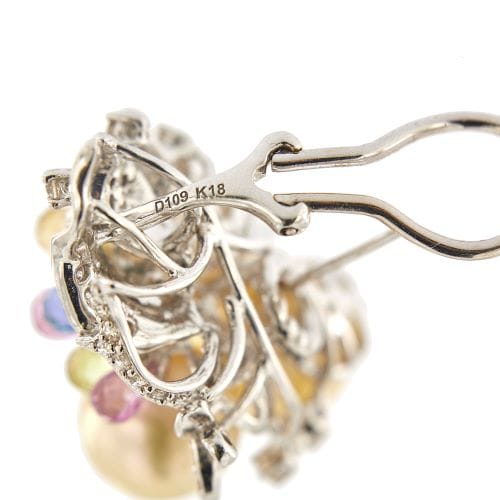 Boucles d'oreilles Boucles d’oreilles - Puces en or blanc 18 carats avec perles et diamants 58 Facettes 30438