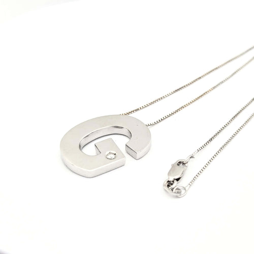 Collier Collier G en or blanc 18 carats et diamant 58 Facettes 30443