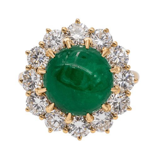 Bague 51 Bague Marguerite Or jaune Emeraude, Diamant 58 Facettes 3046564CN