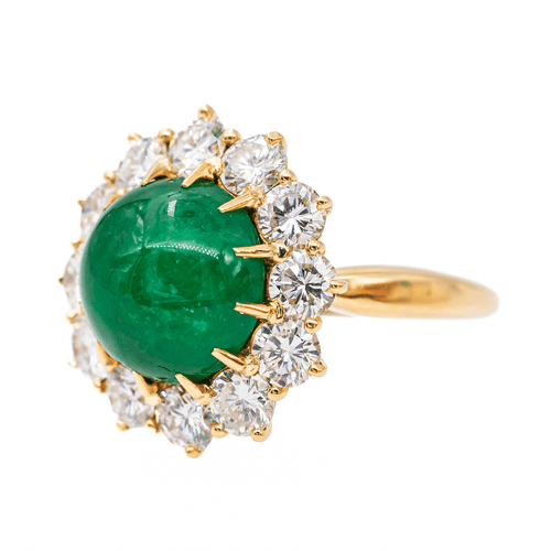 Bague 51 Bague Marguerite Or jaune Emeraude, Diamant 58 Facettes 3046564CN