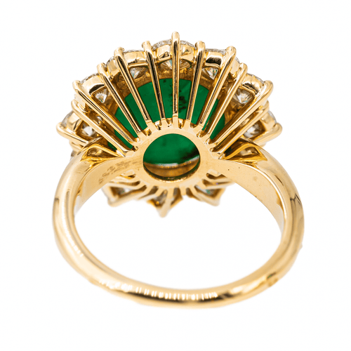 Bague 51 Bague Marguerite Or jaune Emeraude, Diamant 58 Facettes 3046564CN