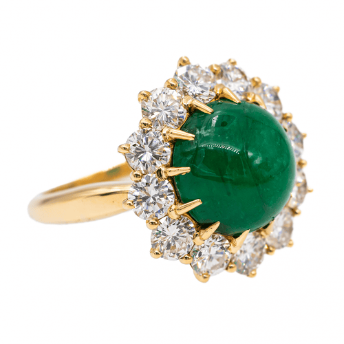 Bague 51 Bague Marguerite Or jaune Emeraude, Diamant 58 Facettes 3046564CN