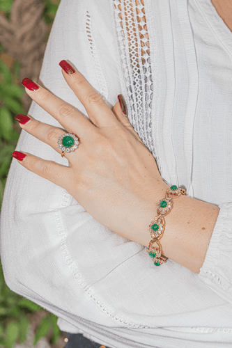 Bague 51 Bague marguerite en or jaune 18 carats émeraude et diamants 58 Facettes 3046564CN