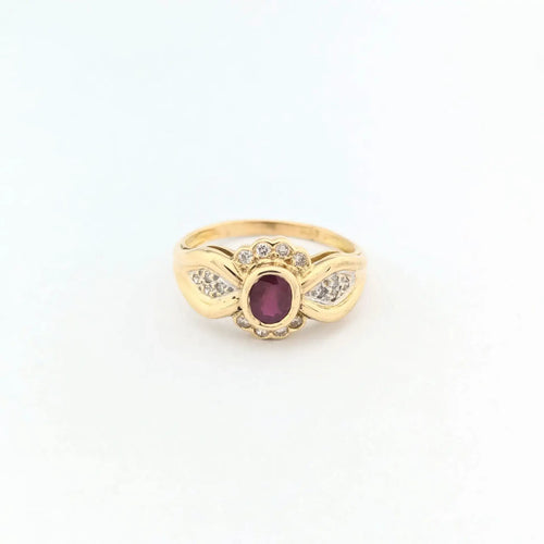 Bague 52 Bague en or jaune 18 carats avec diamants et rubis 58 Facettes 30483