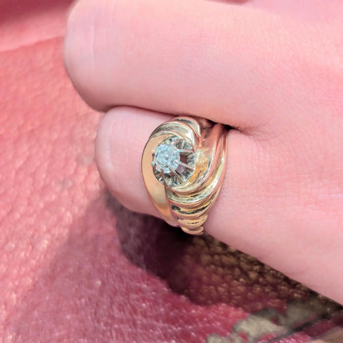 Bague 53 Bague en or rose 18 carats avec diamant taille ancienne 58 Facettes 30715