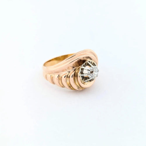 Bague 53 Bague en or rose 18 carats avec diamant taille ancienne 58 Facettes 30715