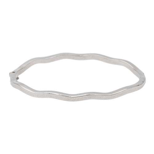Bracelet Bracelet jonc fil carré motif ondulé en or blanc 18 carats 58 Facettes 3079888CN