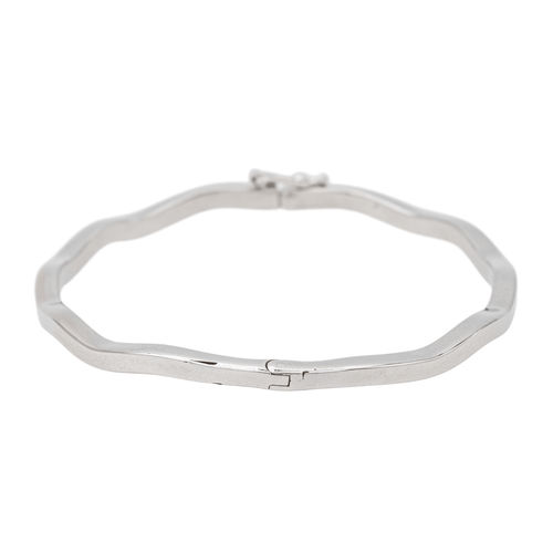 Bracelet Bracelet jonc fil carré motif ondulé en or blanc 18 carats 58 Facettes 3079888CN