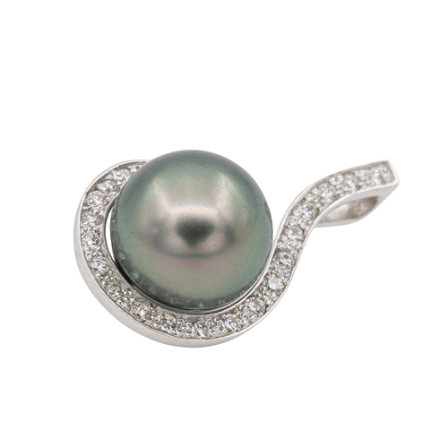 Pendentif Pendentif en or blanc 18 carats avec perle de Tahiti et diamants 58 Facettes 3079901CN