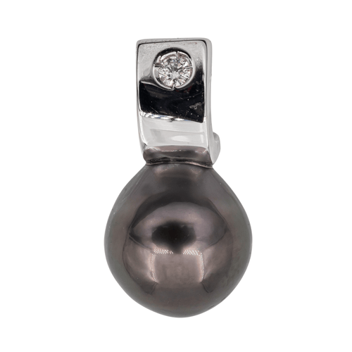 Pendentif Pendentif perle de Tahiti et diamant en or blanc 18 carats 58 Facettes 3079916CN