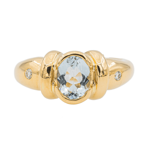 Bague 50 Bague en or jaune 18 carats avec aigue-marine et diamants 58 Facettes 3088690CN