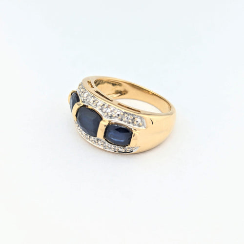 Bague 51.5 Bague en or jaune 18 carats avec saphirs et diamants 58 Facettes 30891