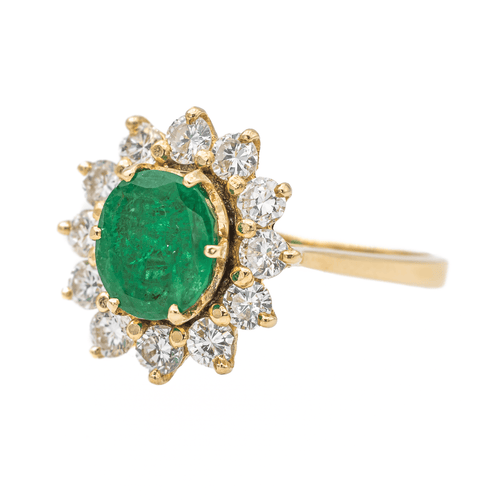 Bague 54 Bague Pompadour Or jaune Emeraude, Diamant 58 Facettes 3090578CN