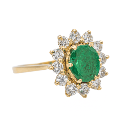 Bague 54 Bague Pompadour Or jaune Emeraude, Diamant 58 Facettes 3090578CN