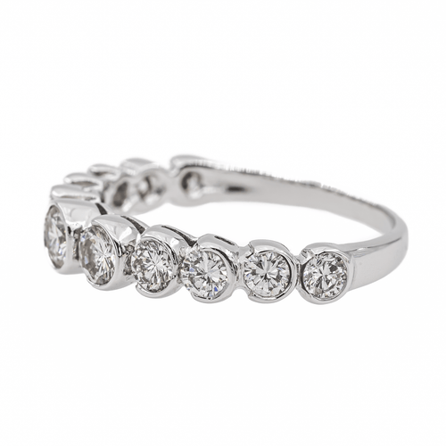 Bague 59 Alliance demi-tour - Bague en or blanc 18 carats et diamants 58 Facettes 3090582CN